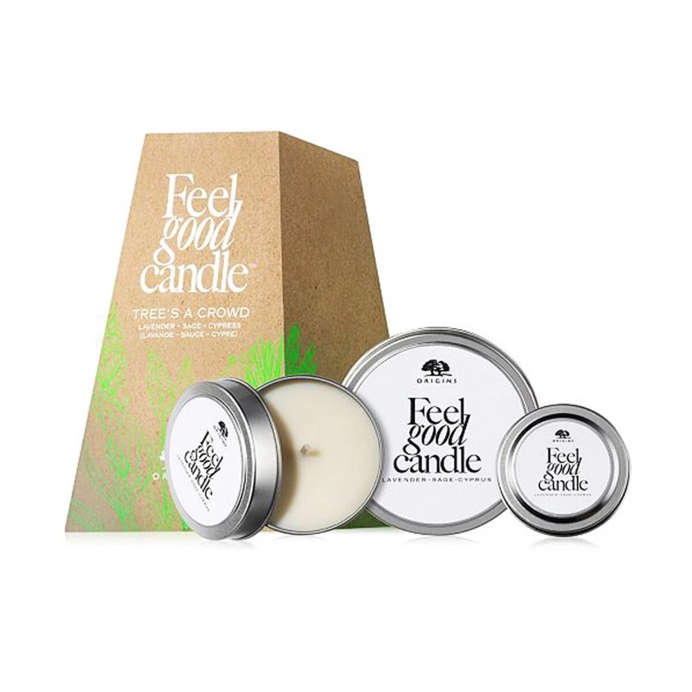 ORIGINS Tree’s A Crowd Lavender Sage Cypress Candle Set $35 NIB